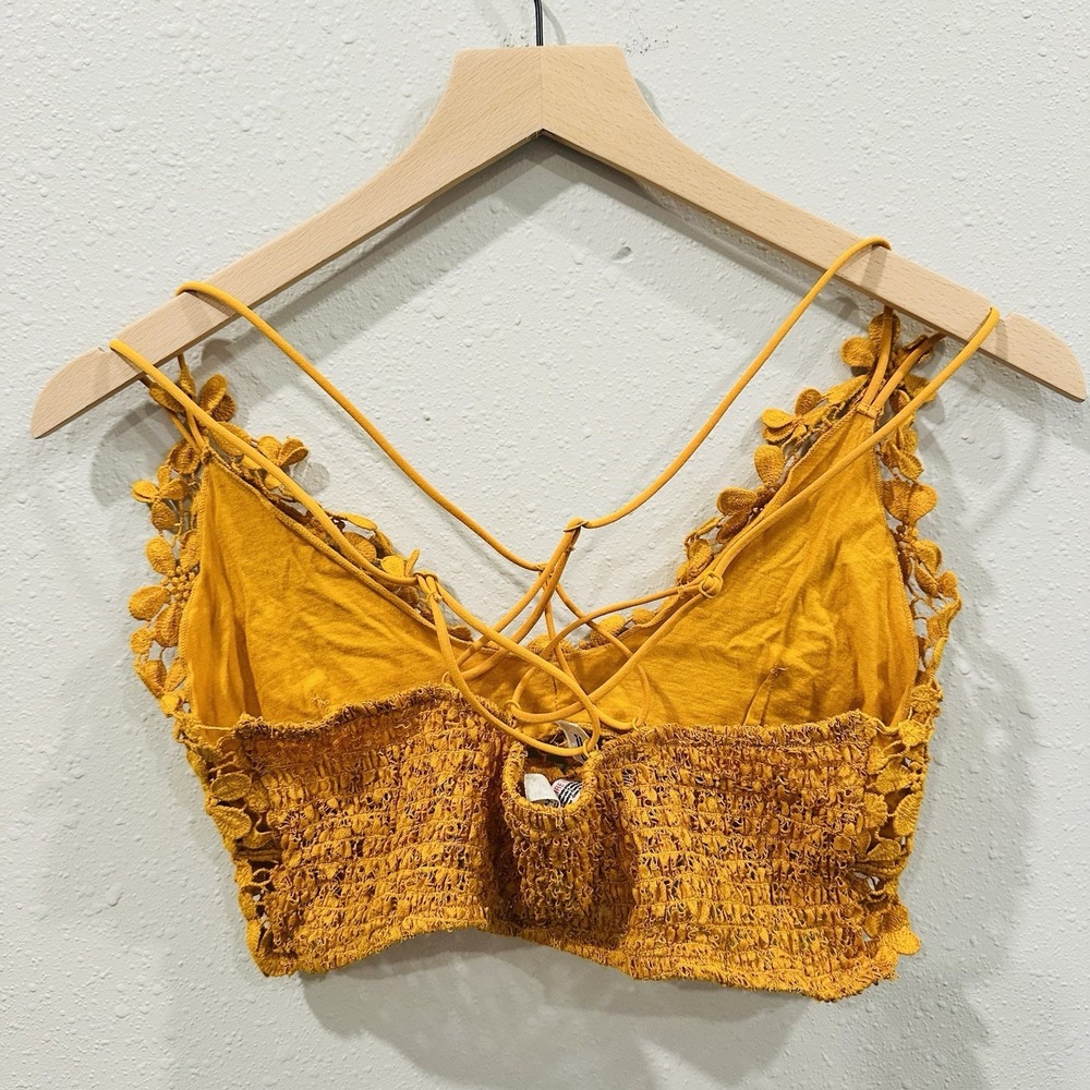 Free People Adella Crochet Lace Bralette Bundle Olive Green Mustard Yellow - M - Picture 4 of 14